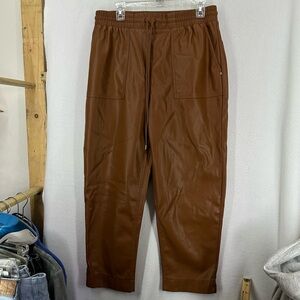 A New Day Faux Leather Jogger Pants Womens Large Brown